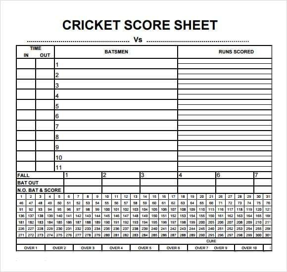 Cricket score sheet pdf download